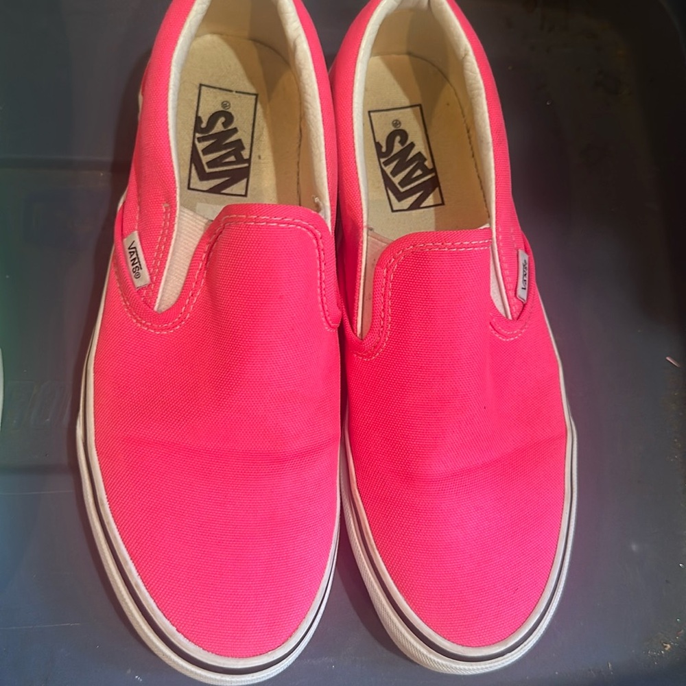 Vans Neon Pink Canvas Slip-Ons